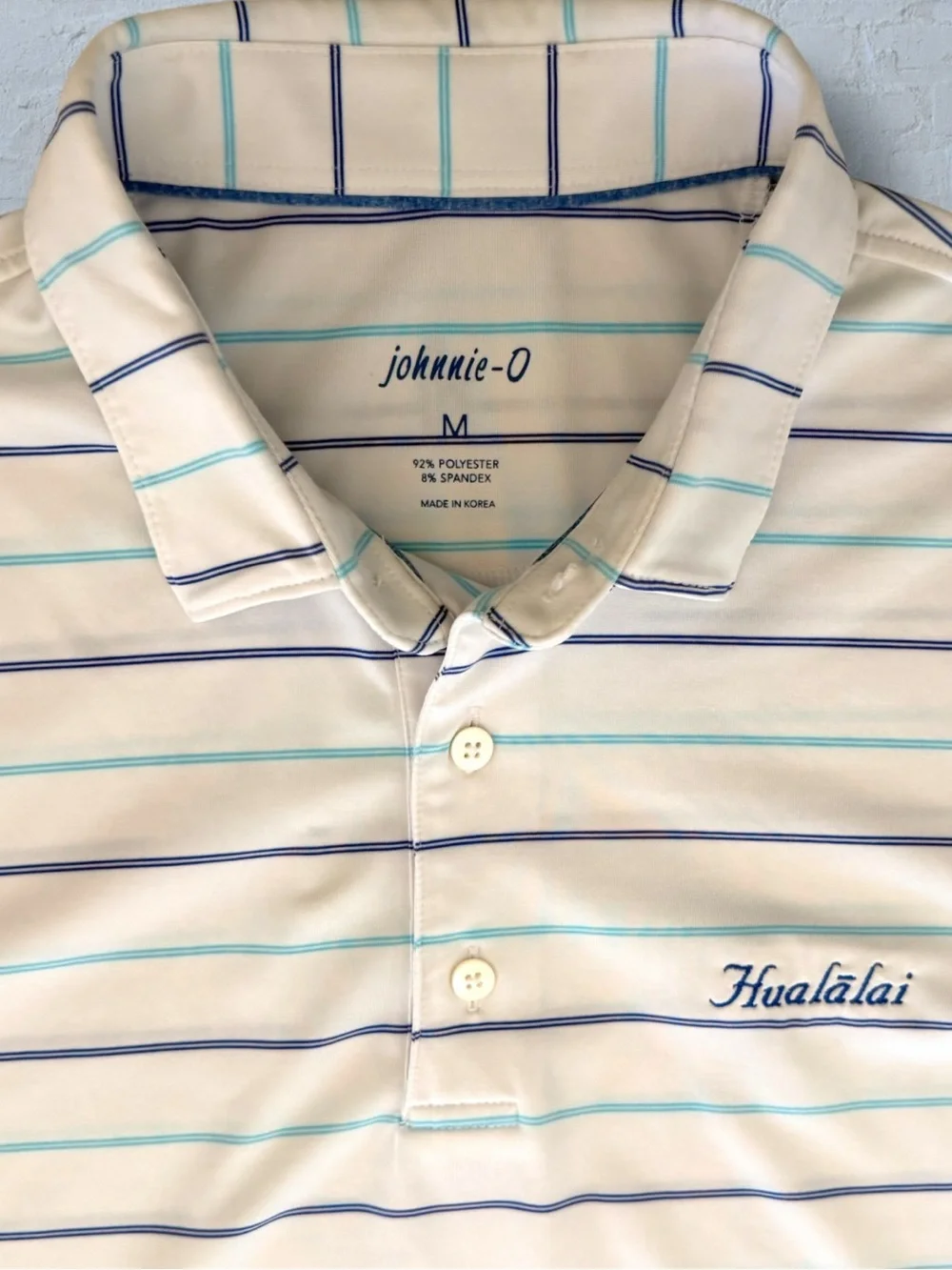 johnnie-O Striped Prep-Formance Polo — Men’s Size Medium | Hualalai Golf Club